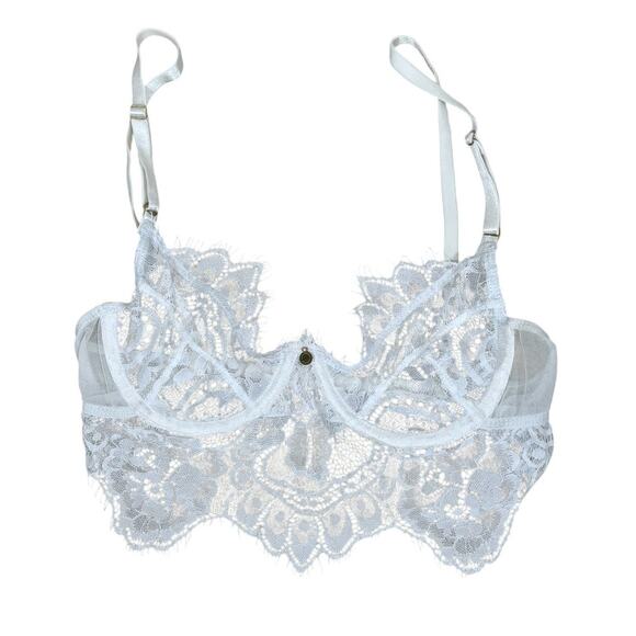 Gooseberry Intimates Be Mine Lace Longline Underwire Demi Bra White Size Small - Picture 1 of 11